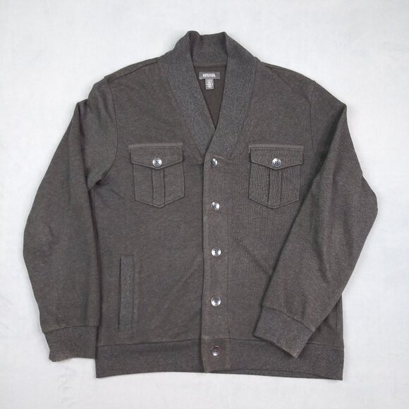 Kenneth Cole Reaction Button Front Cardigan Sweater Mens Large Gray Preppy - Picture 1 of 8